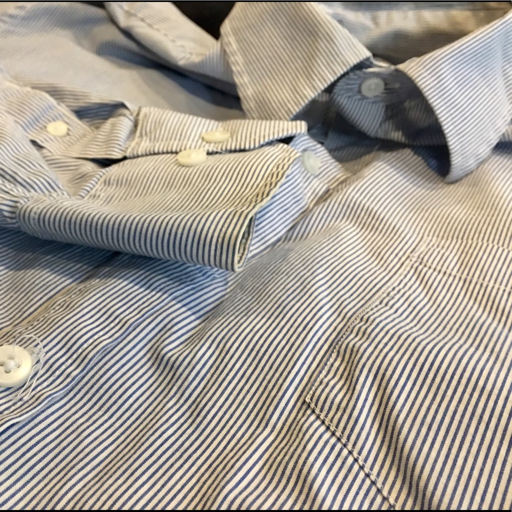 Thin blue striped dress shirt